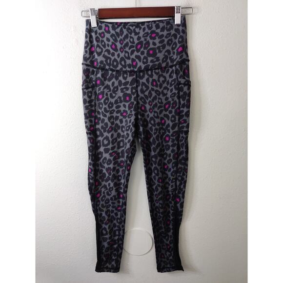 Body Glove Pants - Body Glove Gray Black Pink Animal Cheetah Leopard Print Leggings Size S